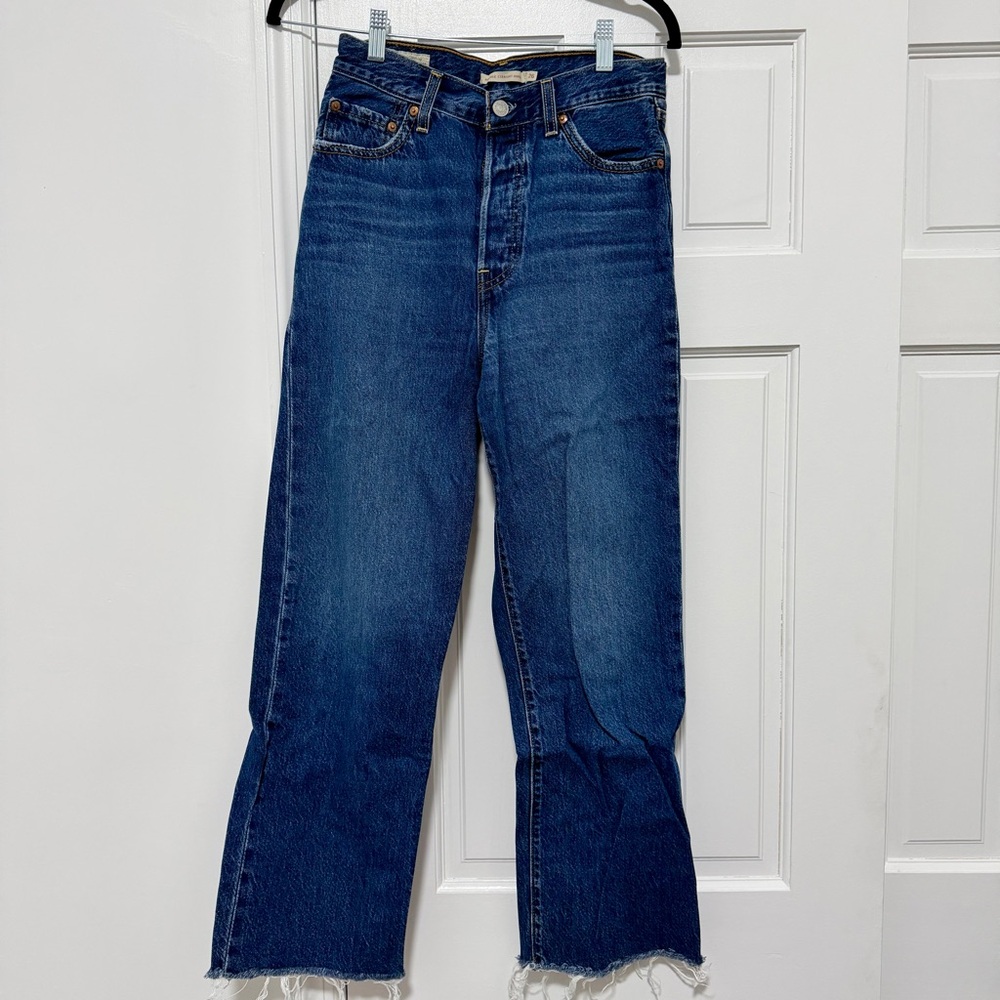 Levi’s Ribcage Straight Dark Blue Ankle Jeans